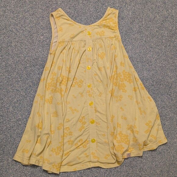 Omi Joe Yellow Viscose Tank Button Front Flower Dress Girls Size 5 - Picture 1 of 4